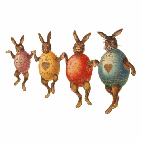 Vintage Easter Bunnies Dancing with Egg Costumes Cutout