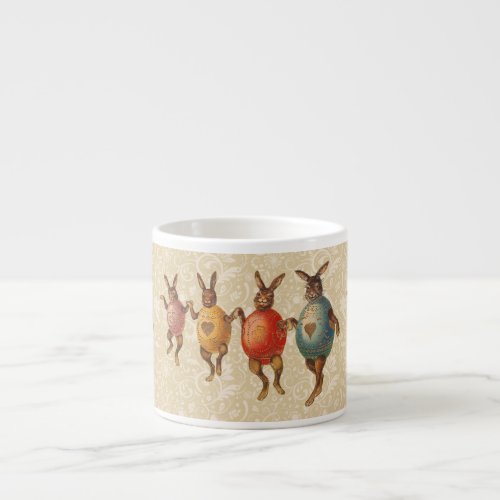 Vintage Easter Bunnies Dancing with Egg Costumes Espresso Cup