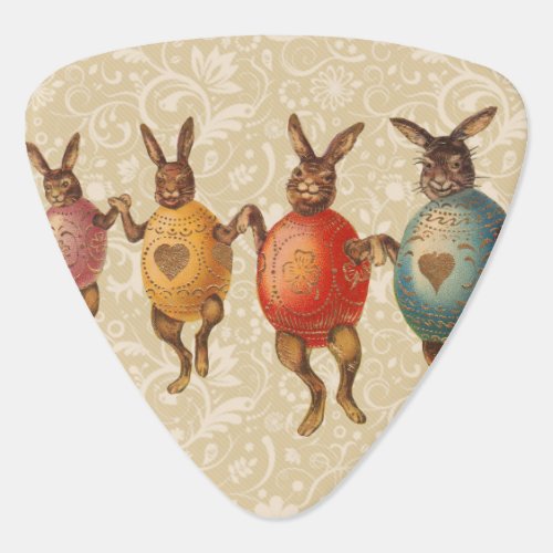 Vintage Easter Bunnies Dancing with Egg Costumes Guitar Pick