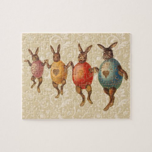 Vintage Easter Bunnies Dancing with Egg Costumes Jigsaw Puzzle