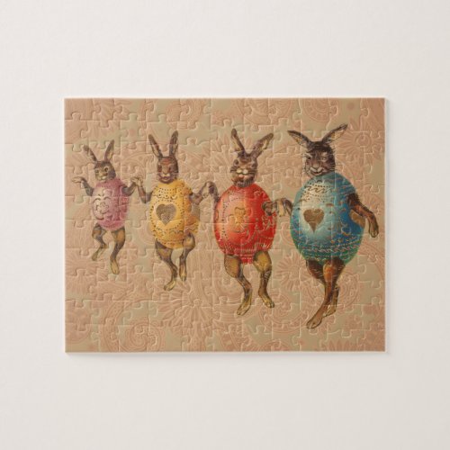 Vintage Easter Bunnies Dancing with Egg Costumes Jigsaw Puzzle