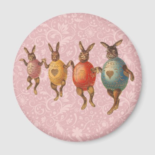 Vintage Easter Bunnies Dancing with Egg Costumes Magnet