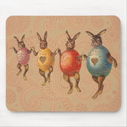 Vintage Easter Bunnies Dancing with Egg Costumes Mouse Pad