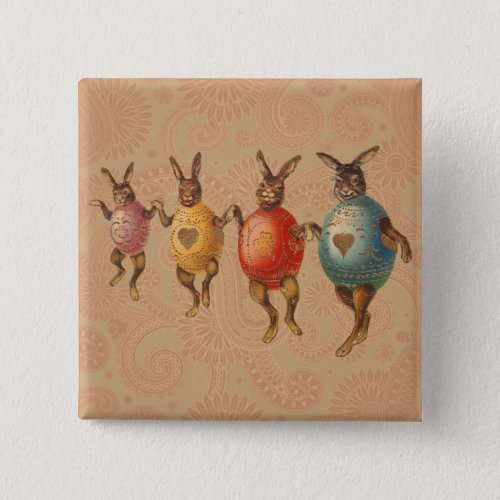 Vintage Easter Bunnies Dancing with Egg Costumes Pinback Button