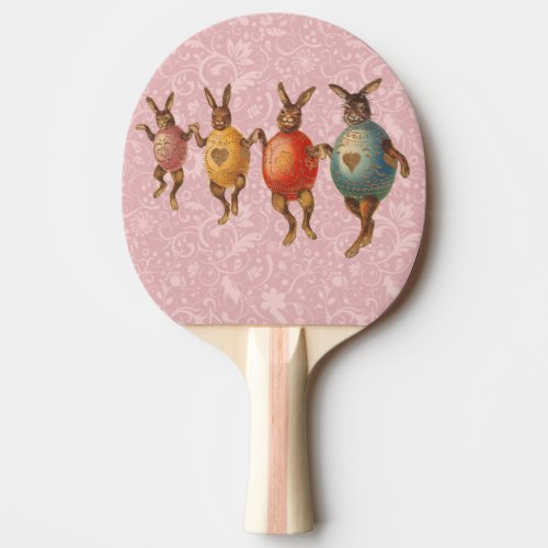 Vintage Easter Bunnies Dancing with Egg Costumes Ping Pong Paddle