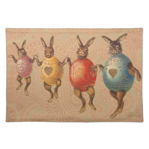Vintage Easter Bunnies Dancing with Egg Costumes Placemat