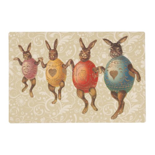 Vintage Easter Bunnies Dancing with Egg Costumes Placemat