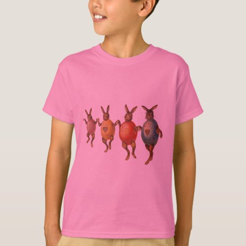 Vintage Easter Bunnies Dancing with Egg Costumes T_Shirt