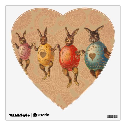 Vintage Easter Bunnies Dancing with Egg Costumes Wall Decal