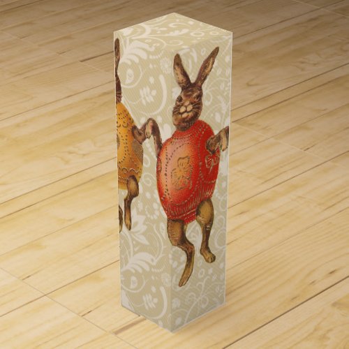 Vintage Easter Bunnies Dancing with Egg Costumes Wine Box
