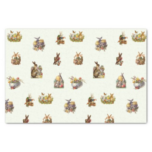 Vintage Easter Bunnies Eggs and Spring Flowers  Tissue Paper
