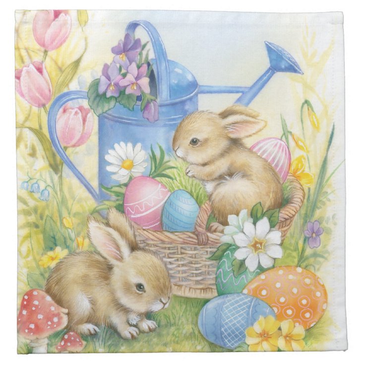 Vintage Easter Bunnies Napkin Zazzle