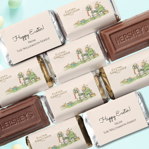 Vintage Easter Bunnies Painting Eggs Personalized Hershey's Miniatures