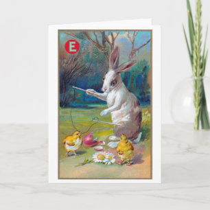 Vintage Easter Bunny and Chick Card