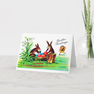 Vintage Easter Bunny and Chick Card