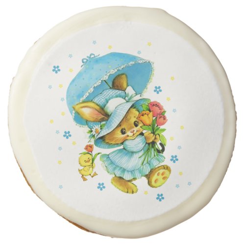 Vintage Easter Bunny and Chick Easter Gift Sugar Cookie