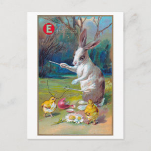 Vintage Easter Bunny and Chick Postcard