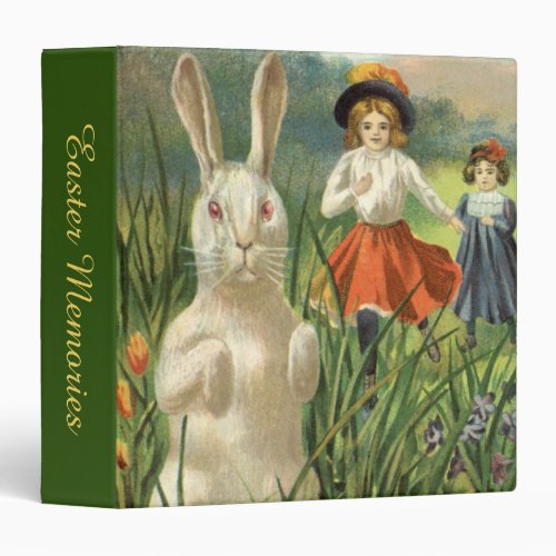 Vintage Easter Bunny and Children Happy Eastertide 3 Ring Binder
