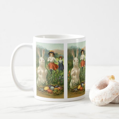 Vintage Easter Bunny and Children Happy Eastertide Coffee Mug