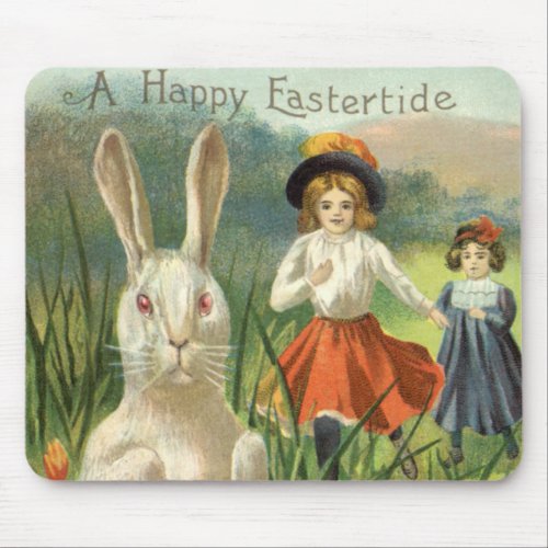 Vintage Easter Bunny and Children Happy Eastertide Mouse Pad