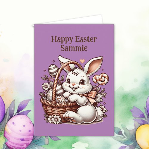 Vintage Easter Bunny and Coloring Page Card