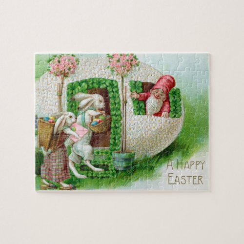 Vintage Easter Bunny and Easter Eggs Garden Jigsaw Puzzle
