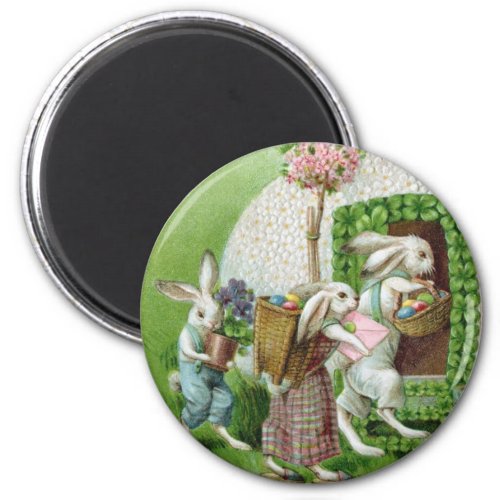 Vintage Easter Bunny and Easter Eggs Garden Magnet