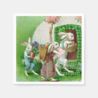 Vintage Easter Bunny and Easter Eggs Garden