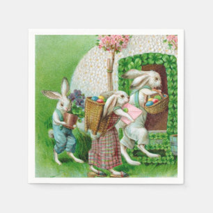 Vintage Easter Bunny and Easter Eggs Garden Napkins
