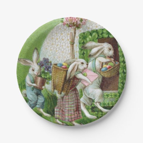 Vintage Easter Bunny and Easter Eggs Garden Paper Plates