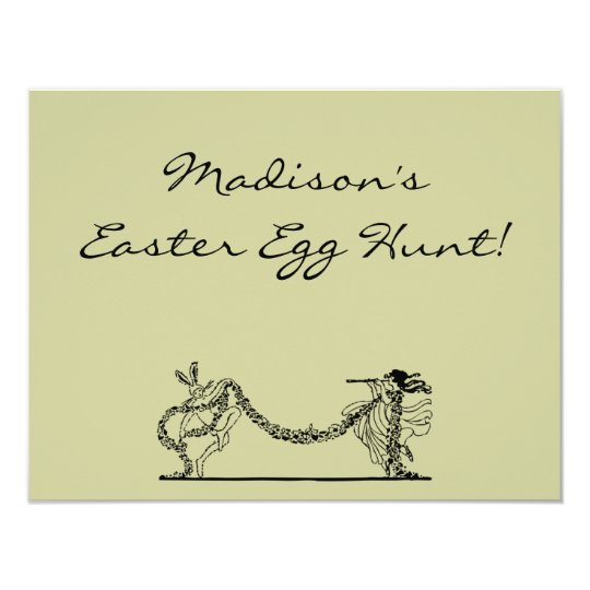 Vintage Easter Bunny And Spring Egg Hunt Invite