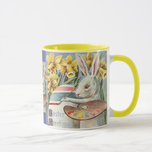 Vintage Easter Bunny Artist Painting an Egg ZSSG Mug