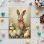 Vintage Easter Bunny  Card<br><div class="desc">This design was created through digital art. It may be personalized by clicking the customize button and changing the color, adding a name, initials or your favorite words. Contact me at colorflowcreations@gmail.com if you with to have this design on another product. See more of my creations or follow me at...</div>