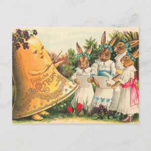 Vintage Easter Bunny Choir Holiday Postcard