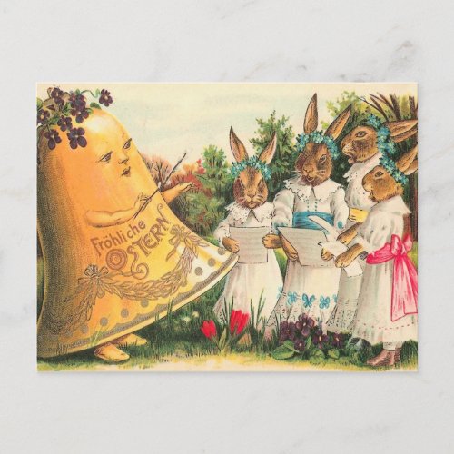 Vintage Easter Bunny Choir Holiday Postcard