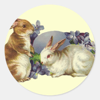 Vintage Easter Bunny Classic Round Sticker