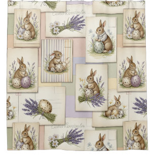 Vintage Easter Bunny Collage Shower Curtain