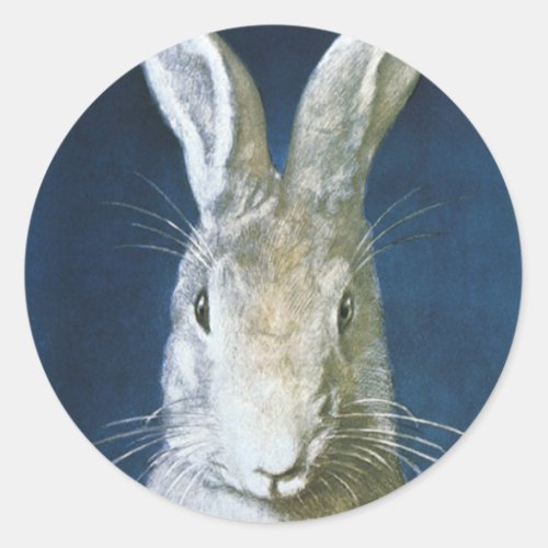 Vintage Easter Bunny Cute Furry White Rabbit Classic Round Sticker