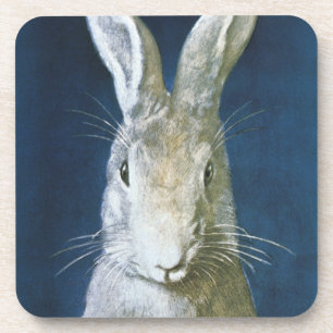 Vintage Easter Bunny, Cute Furry White Rabbit Drink Coaster