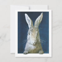 Vintage Easter Bunny, Cute Furry White Rabbit Holiday Card
