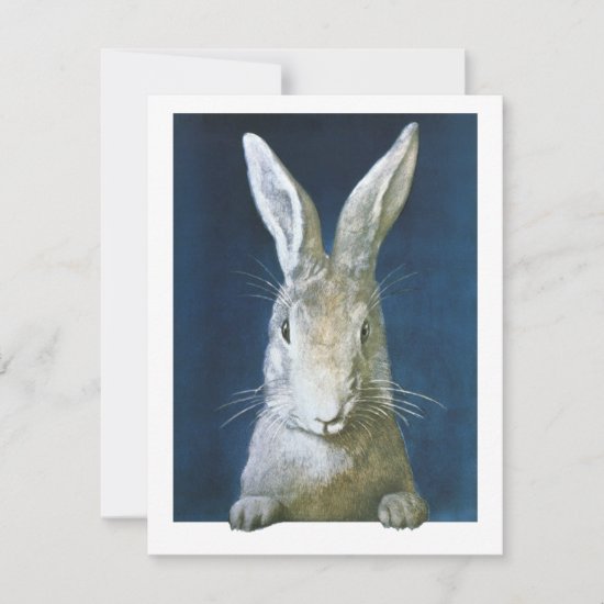 Vintage Easter Bunny Cute Furry White Rabbit Holiday Card