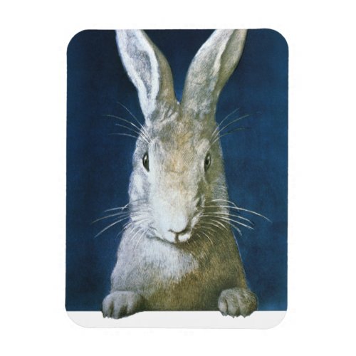 Vintage Easter Bunny Cute Furry White Rabbit Magnet