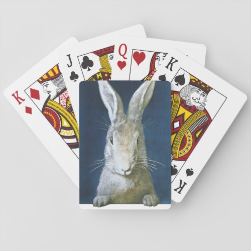 Vintage Easter Bunny Cute Furry White Rabbit Poker Cards