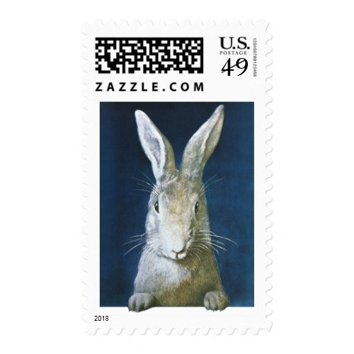 Vintage Easter Bunny, Cute Furry White Rabbit Postage