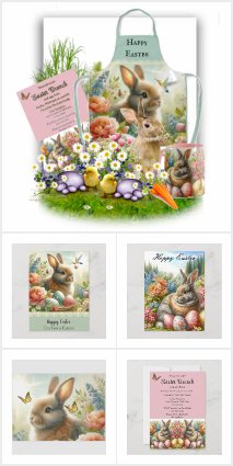 Vintage Easter Bunny Decor and Stationery 