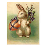 Vintage Easter Bunny Easter Egg Flowers Easter Postcard