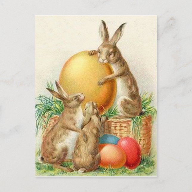 Vintage Easter Bunny Easter Eggs Easter Card (Front)