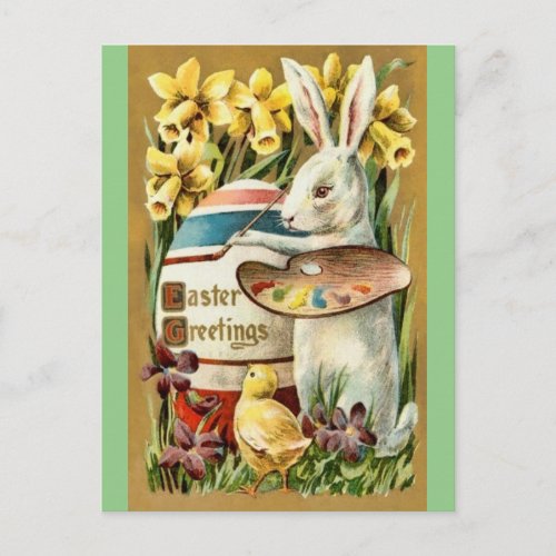 Vintage Easter Bunny Egg Artist Postcard