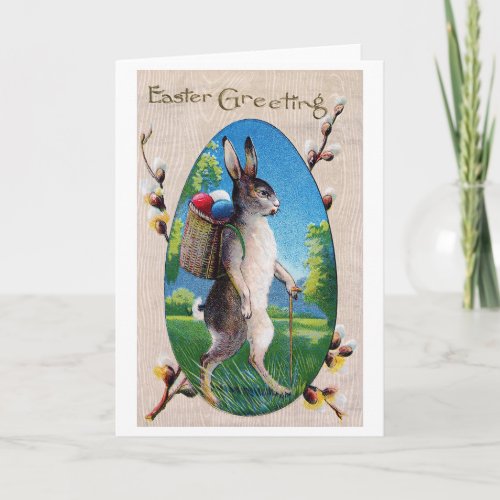 Vintage Easter Bunny Egg Card