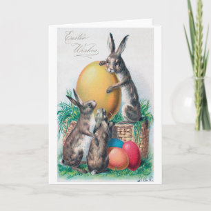 Vintage Easter Bunny Egg Card